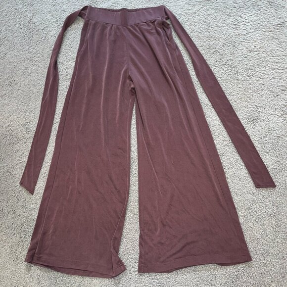 FABLETICS Criss Washed Tie Front Tricot Wide Leg Pants Burgundy - EUC - Size S - Picture 7 of 8